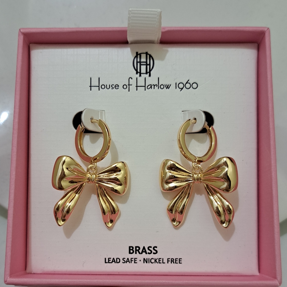 House of Harlow 1960 Gold Tone Bow Earrings